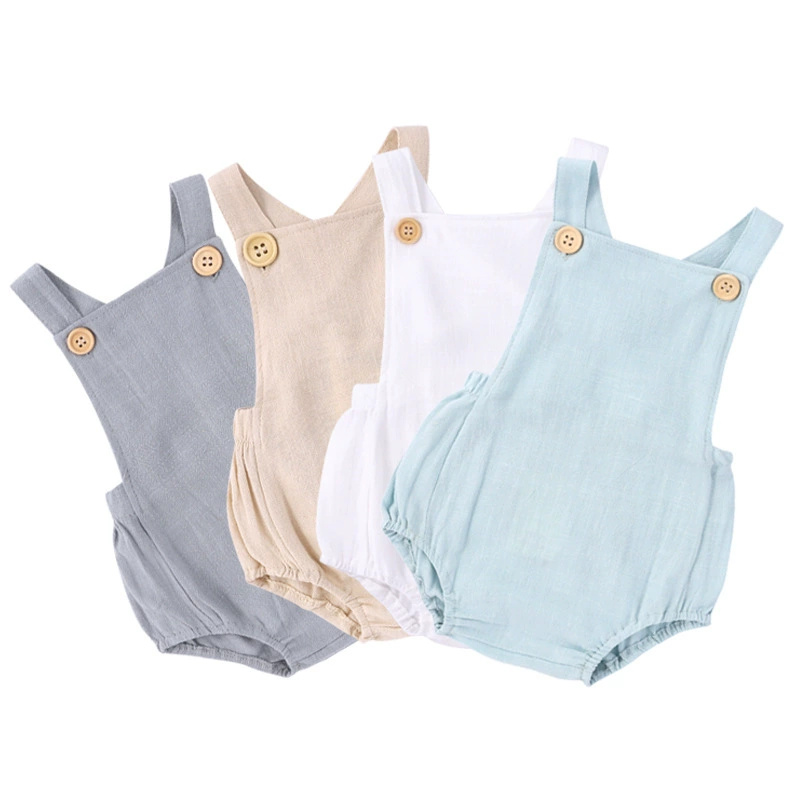 بدلة قفز صيفية لحديثي الولادة - مراجعة Baby Summer Linen Sleeveless Jumpsuit وسعره