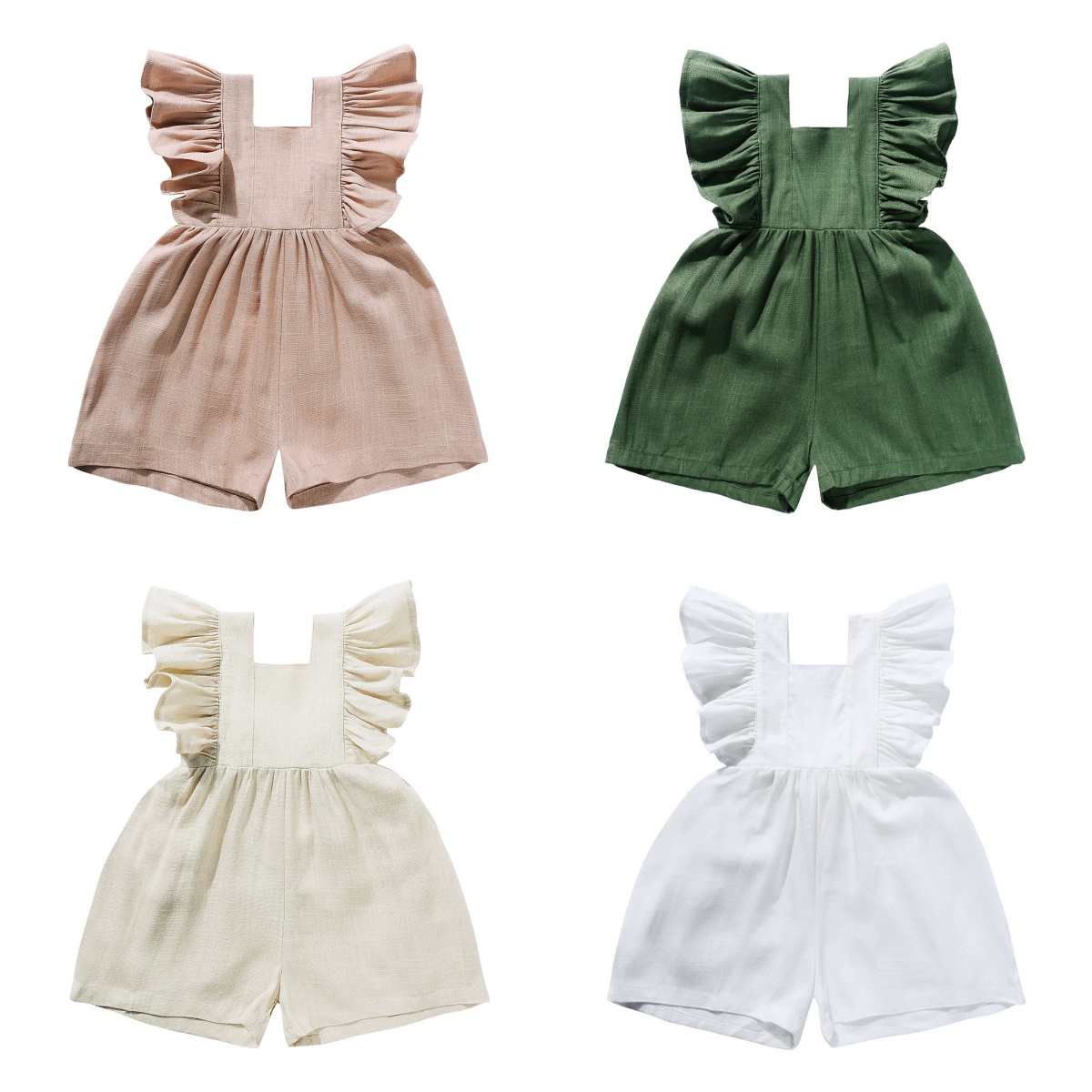 رومبير صيفي جديد 2026 للأطفال  - مراجعة Baby Summer Linen Sleeveless Jumpsuit وسعره