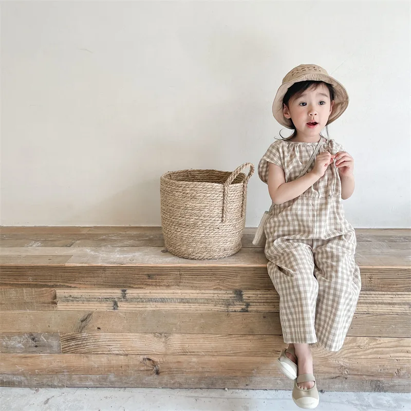 طفل الفتيات منقوشة وزرة الاطفا - مراجعة Baby Summer Linen Sleeveless Jumpsuit وسعره